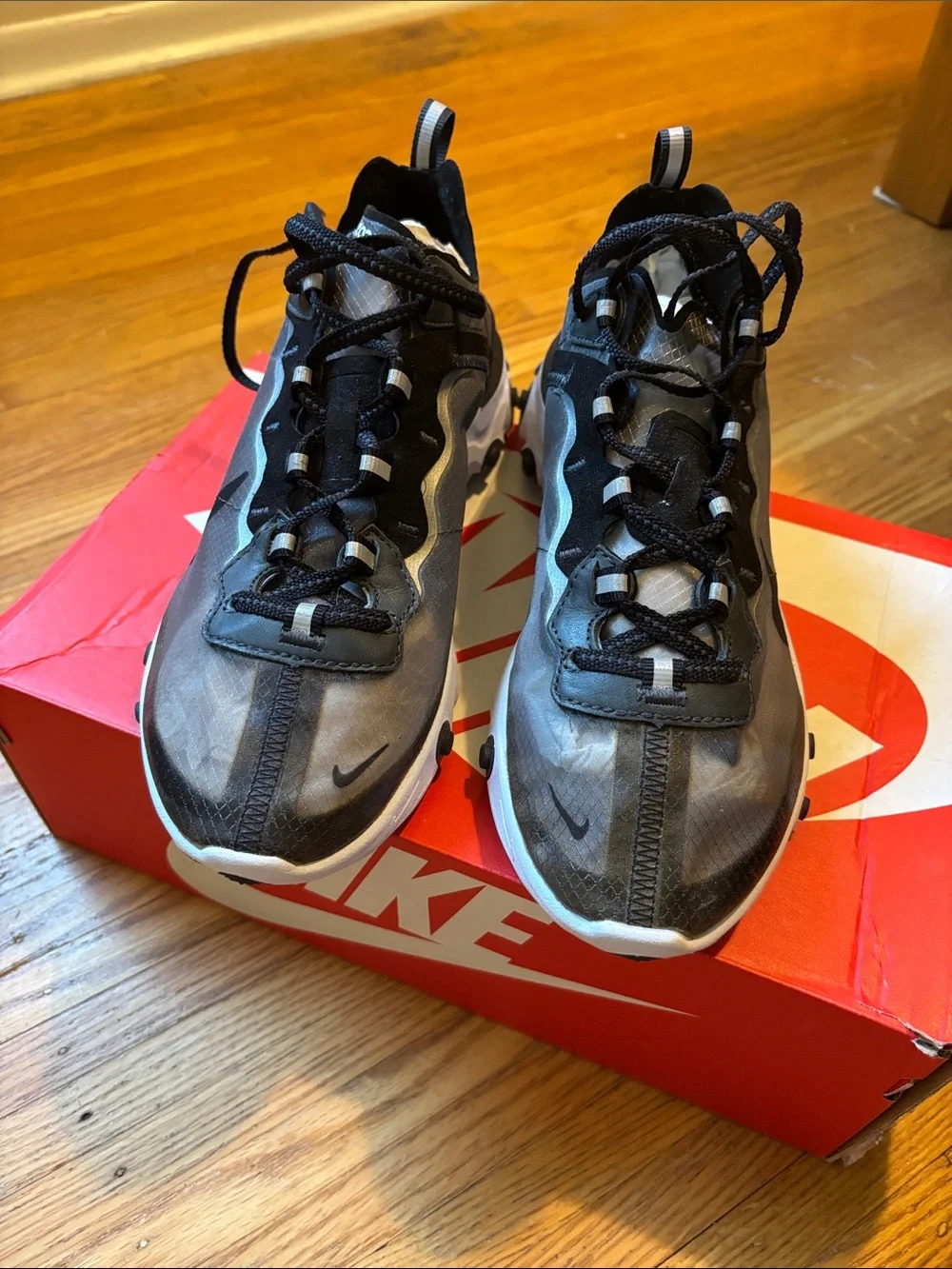 Nike Black and White React-Style Athletic Sneakers